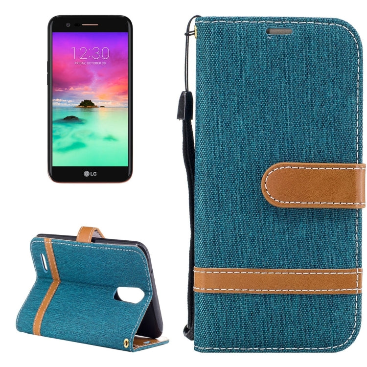For LG K10 (2017) Denim Texture Leather Case with Holder & Card Slots & Wallet & Lanyard