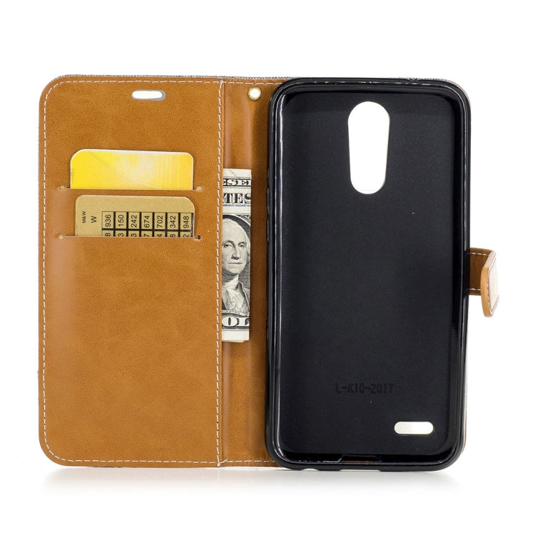 For LG K10 (2017) Denim Texture Leather Case with Holder & Card Slots & Wallet & Lanyard