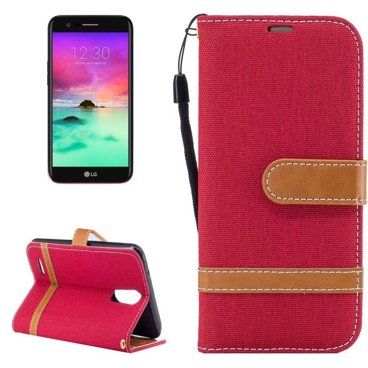 For LG K10 (2017) Denim Texture Leather Case with Holder & Card Slots & Wallet & Lanyard