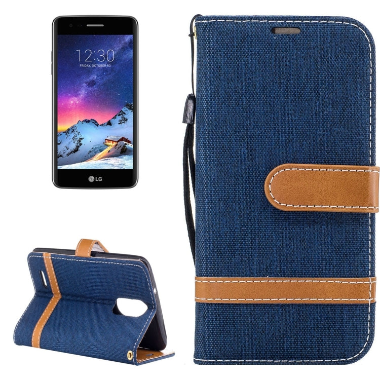 For LG K8 (2017) (EU Version) Denim Texture Leather Case with Holder & Card Slots & Wallet & Lanyard