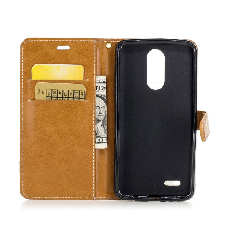 For LG K8 (2017) (EU Version) Denim Texture Leather Case with Holder & Card Slots & Wallet & Lanyard