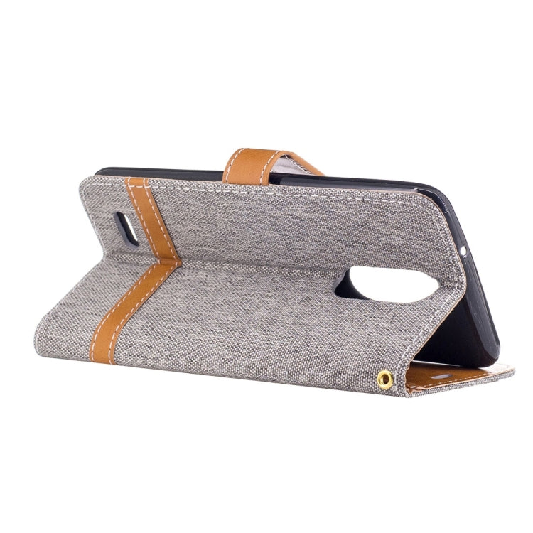 For LG K8 (2017) (EU Version) Denim Texture Leather Case with Holder & Card Slots & Wallet & Lanyard