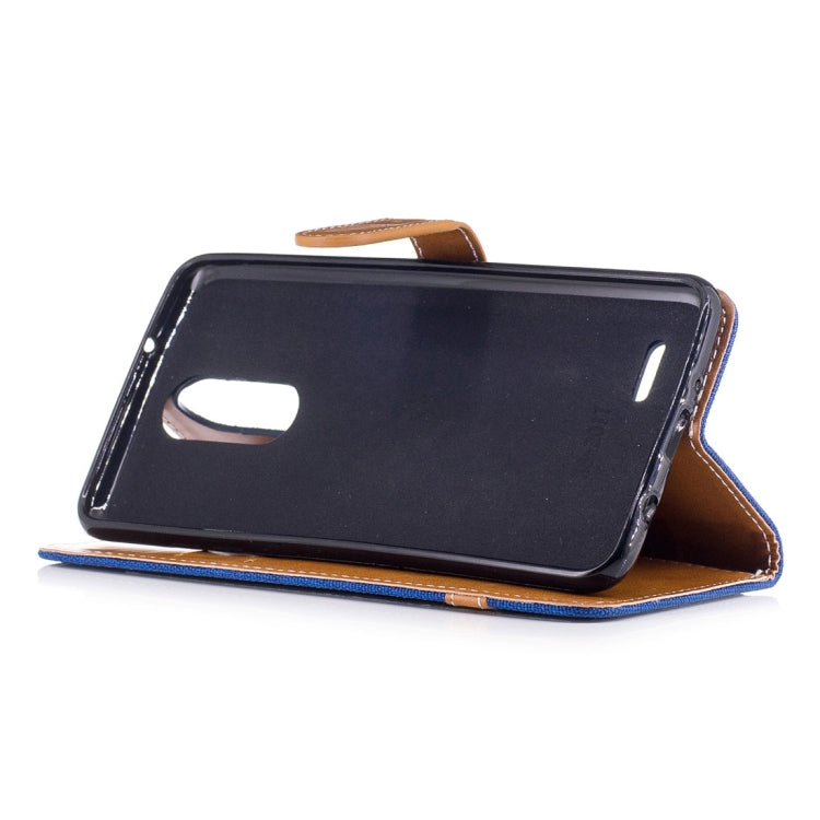 For LG K8 (2017) (EU Version) Denim Texture Leather Case with Holder & Card Slots & Wallet & Lanyard
