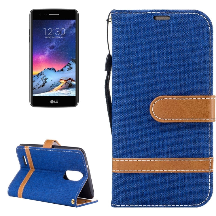 For LG K8 (2017) (EU Version) Denim Texture Leather Case with Holder & Card Slots & Wallet & Lanyard