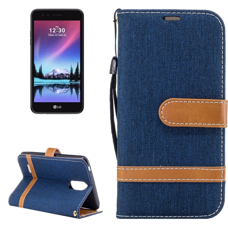 For LG K4 (2017) (EU Version) Denim Texture Leather Case with Holder & Card Slots & Wallet & Lanyard