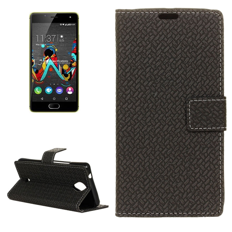 For Wiko U Feel Weaving Texture Horizontal Flip PU Leather Case with Holder & Card Slots & Wallet & Photo Frame