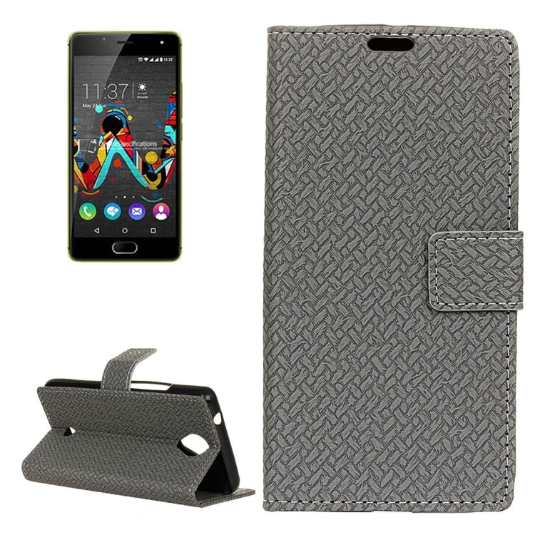 For Wiko U Feel Weaving Texture Horizontal Flip PU Leather Case with Holder & Card Slots & Wallet & Photo Frame