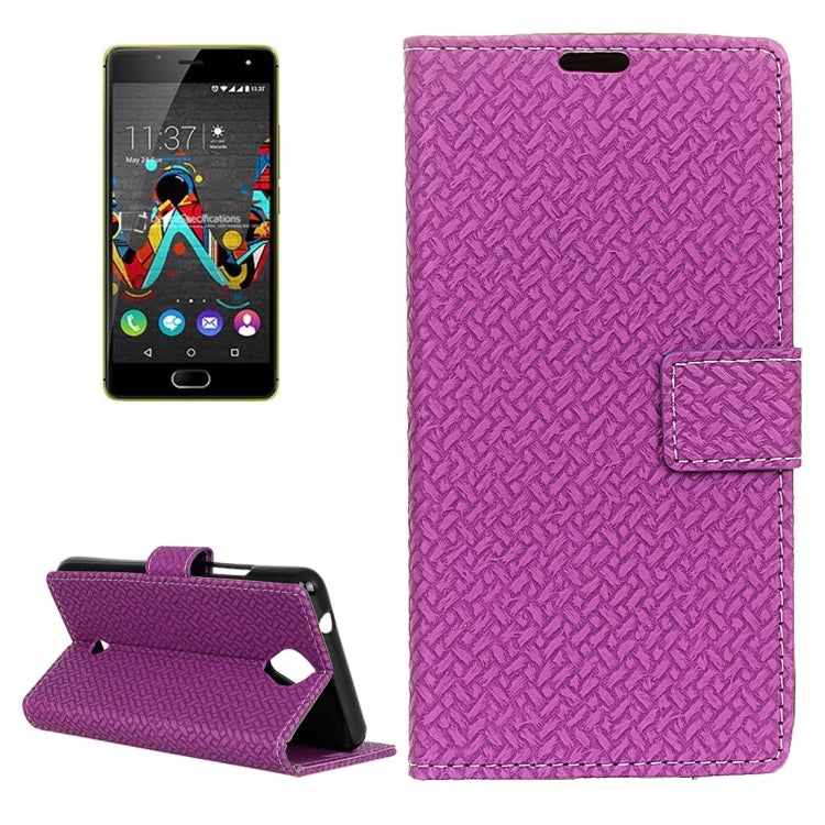 For Wiko U Feel Weaving Texture Horizontal Flip PU Leather Case with Holder & Card Slots & Wallet & Photo Frame