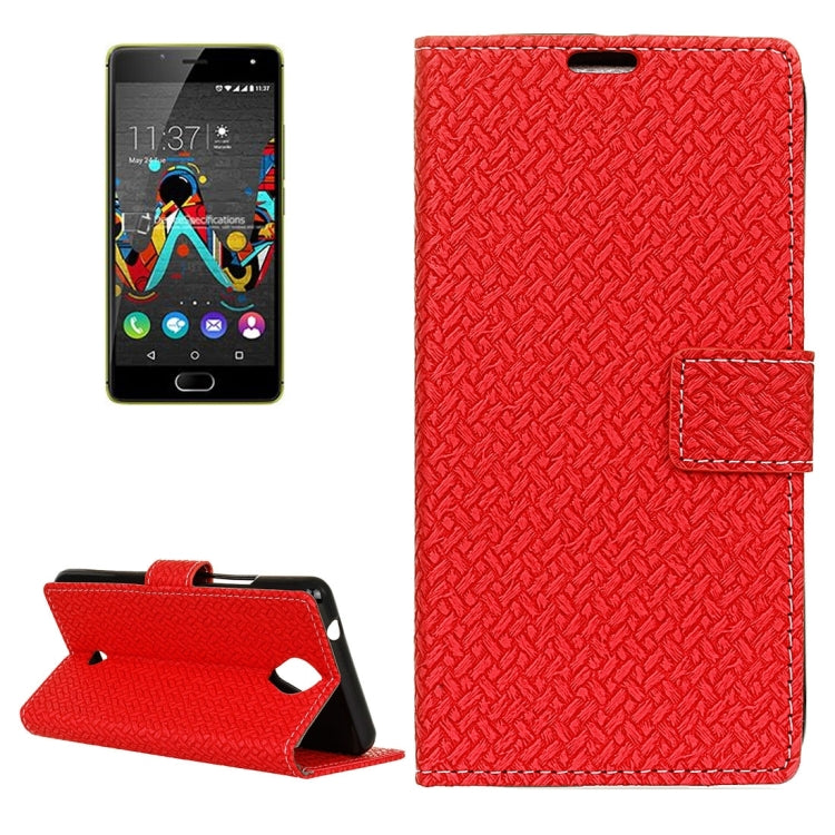 For Wiko U Feel Weaving Texture Horizontal Flip PU Leather Case with Holder & Card Slots & Wallet & Photo Frame