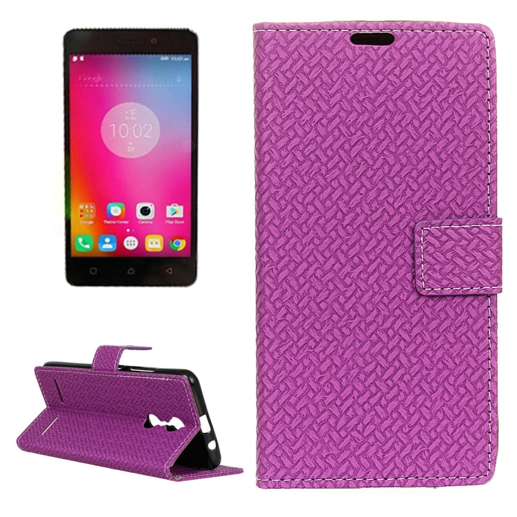 For Lenovo K6 / K6 Power Weaving Texture Horizontal Flip PU Leather Case with Holder & Card Slots & Wallet & Photo Frame