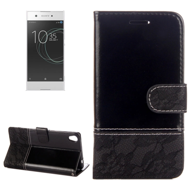 For Sony Xperia XA1 Ultra Lace Stitching Leather Case with Card Slots & Holder & Wallet