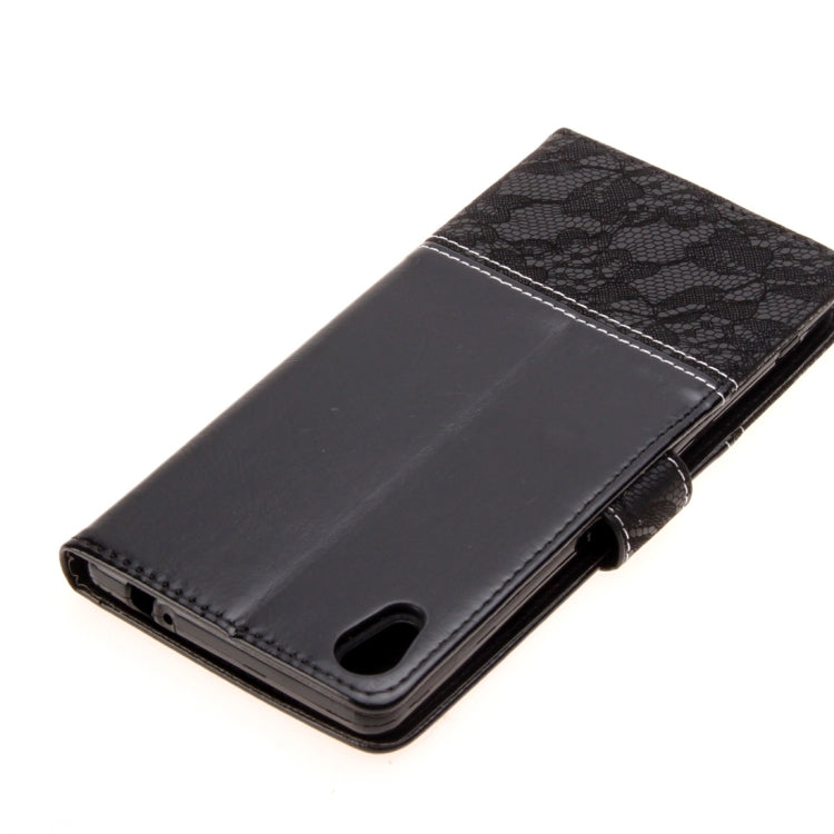 For Sony Xperia XA1 Ultra Lace Stitching Leather Case with Card Slots & Holder & Wallet