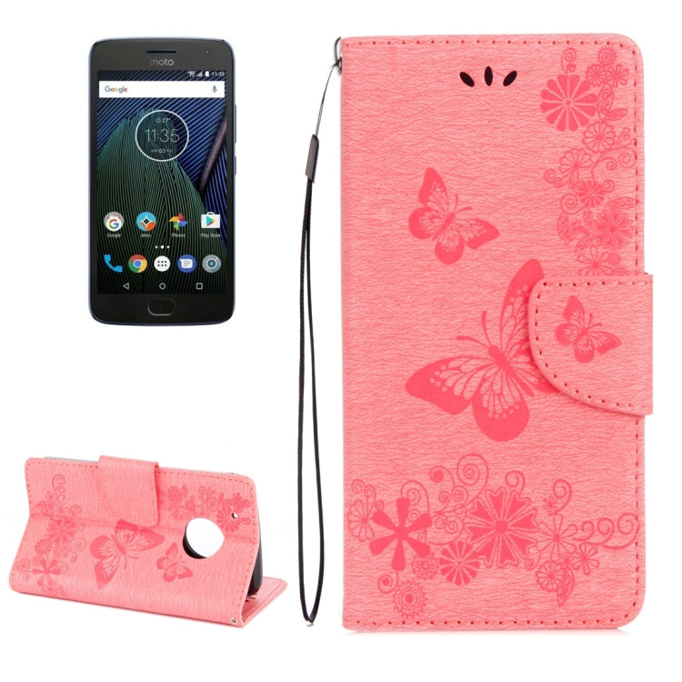 For Motorola Moto G5 Plus Pressed Flowers Butterfly Pattern Horizontal Flip Leather Case with Holder & Card Slots & Wallet