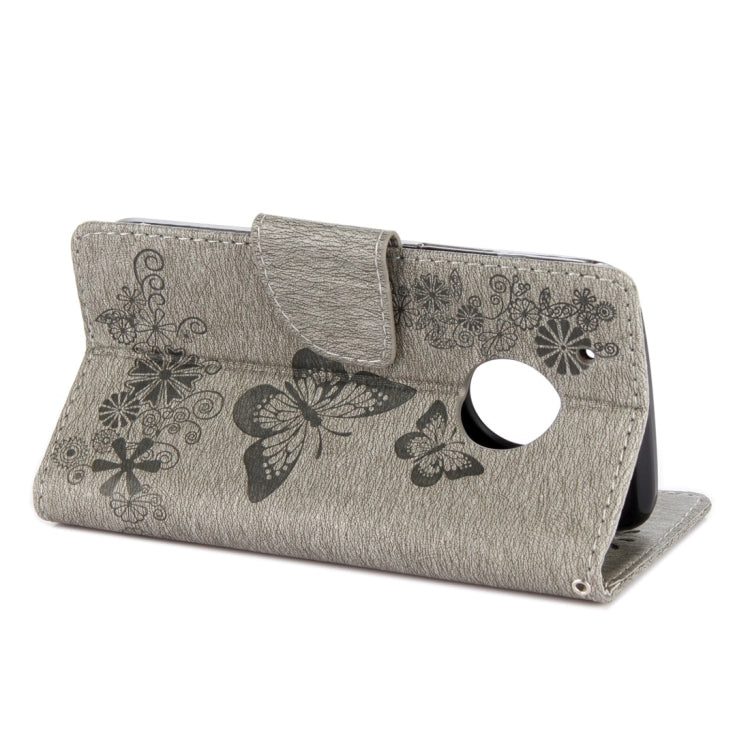 For Motorola Moto G5 Plus Pressed Flowers Butterfly Pattern Horizontal Flip Leather Case with Holder & Card Slots & Wallet