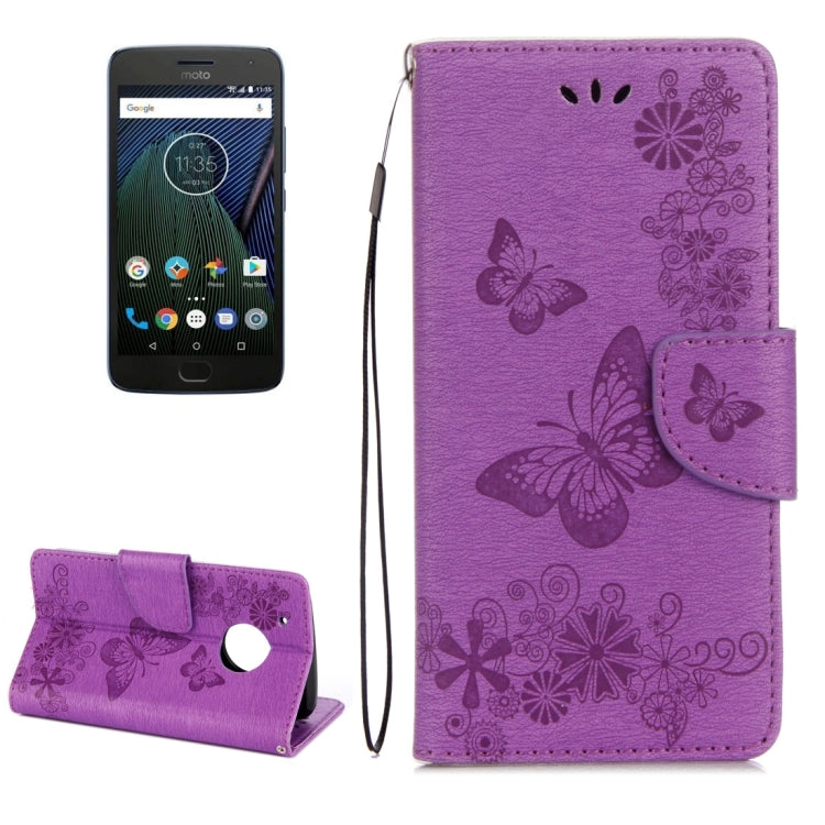 For Motorola Moto G5 Plus Pressed Flowers Butterfly Pattern Horizontal Flip Leather Case with Holder & Card Slots & Wallet