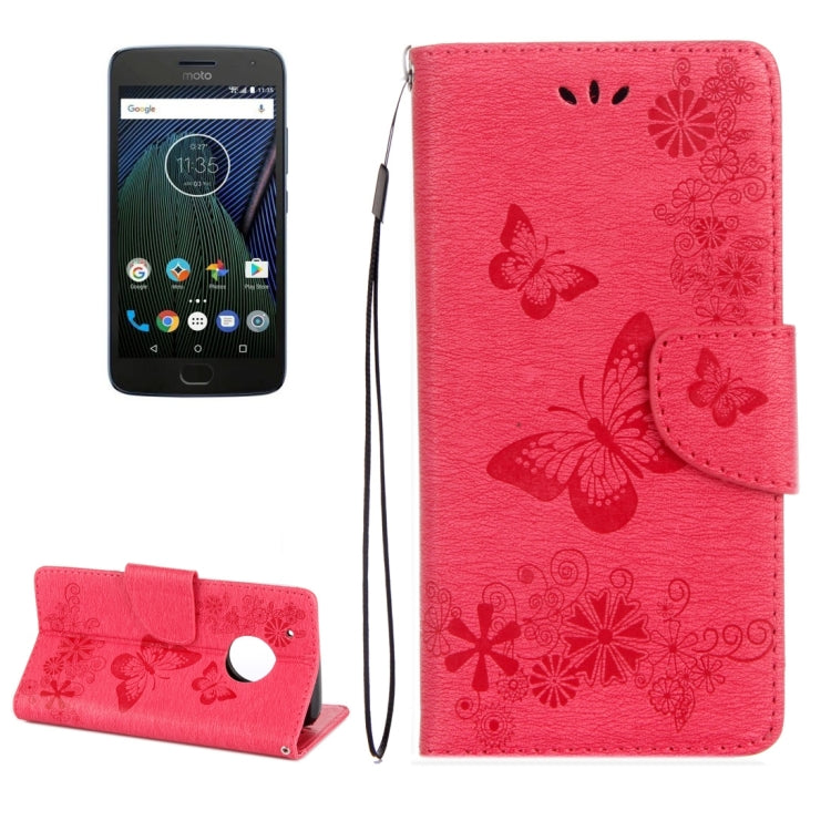 For Motorola Moto G5 Plus Pressed Flowers Butterfly Pattern Horizontal Flip Leather Case with Holder & Card Slots & Wallet