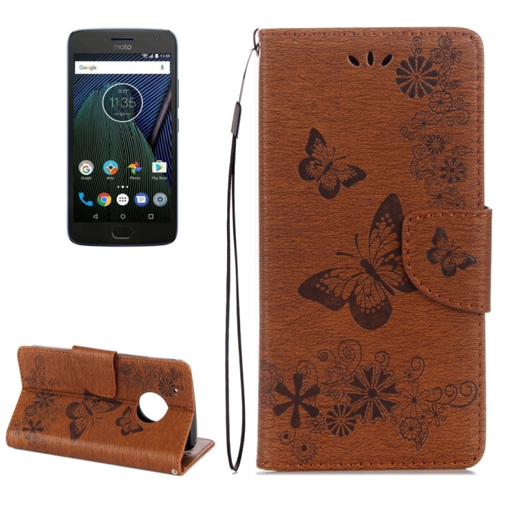 For Motorola Moto G5 Plus Pressed Flowers Butterfly Pattern Horizontal Flip Leather Case with Holder & Card Slots & Wallet