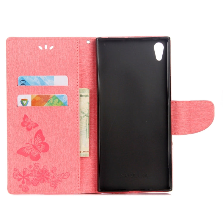 For Sony Xperia XA1 Pressed Flowers Butterfly Pattern Horizontal Flip Leather Case with Holder & Card Slots & Wallet
