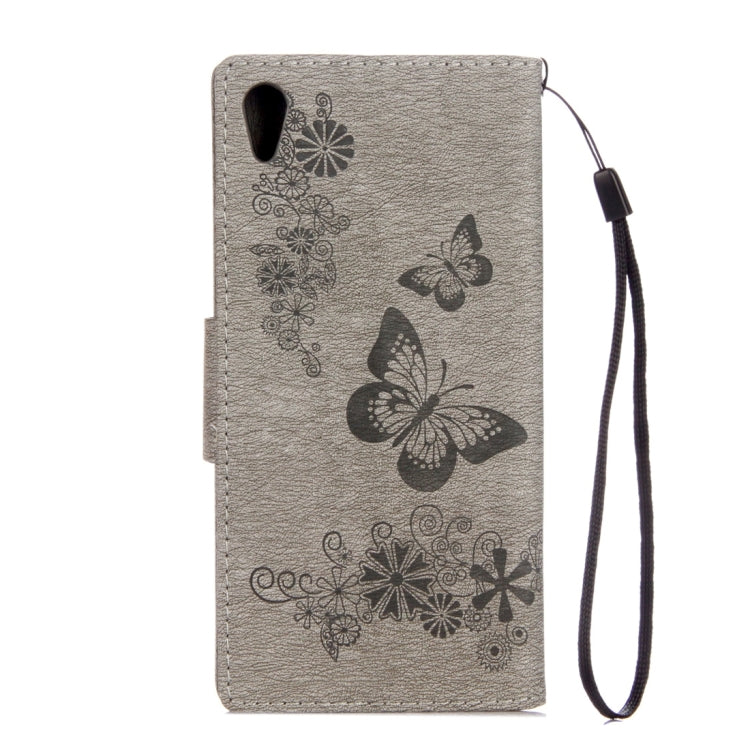 For Sony Xperia XA1 Pressed Flowers Butterfly Pattern Horizontal Flip Leather Case with Holder & Card Slots & Wallet