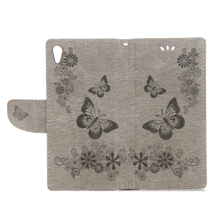 For Sony Xperia XA1 Pressed Flowers Butterfly Pattern Horizontal Flip Leather Case with Holder & Card Slots & Wallet