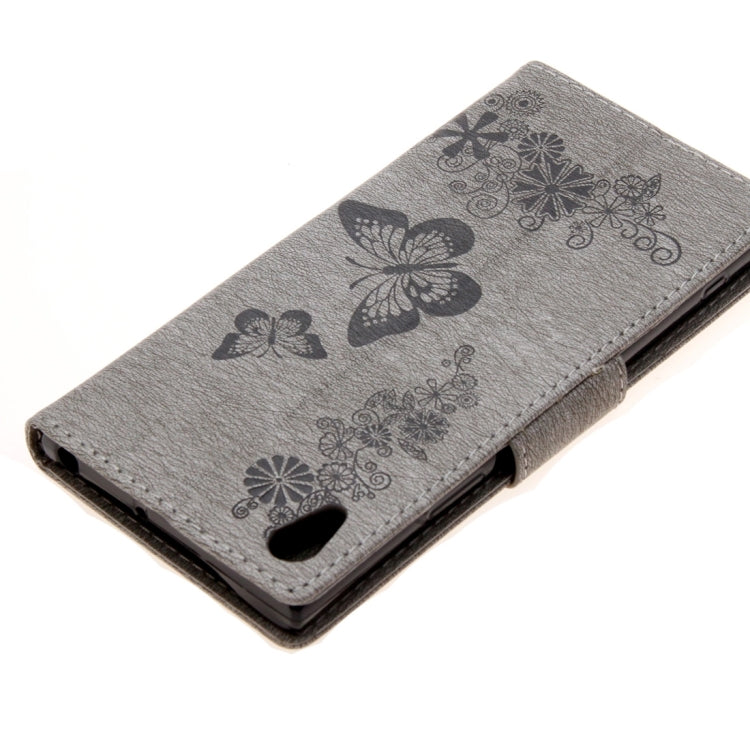For Sony Xperia XA1 Pressed Flowers Butterfly Pattern Horizontal Flip Leather Case with Holder & Card Slots & Wallet