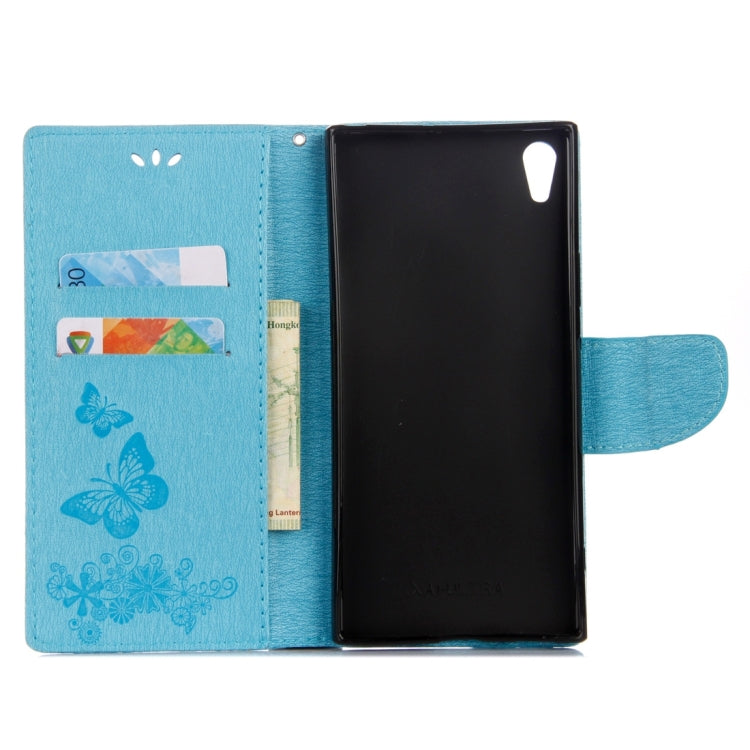 For Sony Xperia XA1 Pressed Flowers Butterfly Pattern Horizontal Flip Leather Case with Holder & Card Slots & Wallet