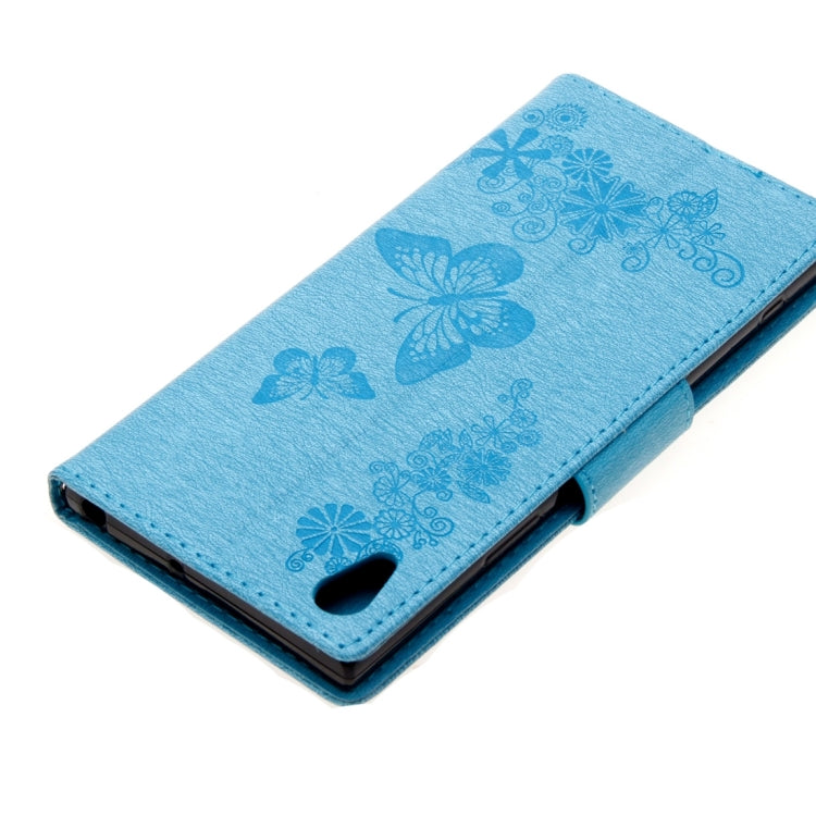 For Sony Xperia XA1 Pressed Flowers Butterfly Pattern Horizontal Flip Leather Case with Holder & Card Slots & Wallet