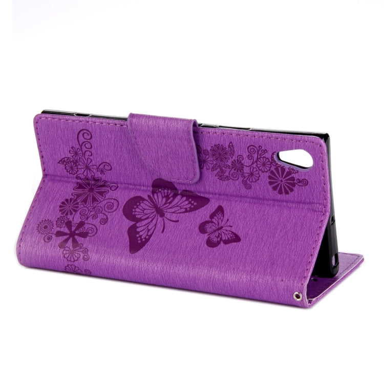 For Sony Xperia XA1 Pressed Flowers Butterfly Pattern Horizontal Flip Leather Case with Holder & Card Slots & Wallet