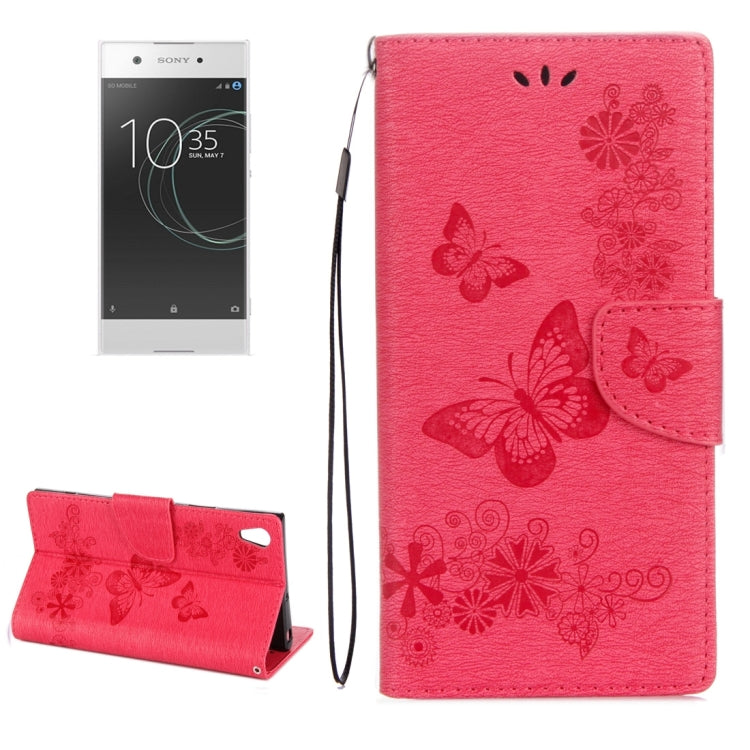 For Sony Xperia XA1 Pressed Flowers Butterfly Pattern Horizontal Flip Leather Case with Holder & Card Slots & Wallet