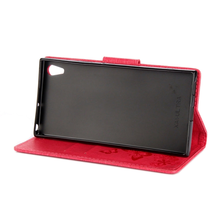 For Sony Xperia XA1 Pressed Flowers Butterfly Pattern Horizontal Flip Leather Case with Holder & Card Slots & Wallet