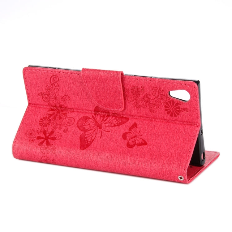 For Sony Xperia XA1 Pressed Flowers Butterfly Pattern Horizontal Flip Leather Case with Holder & Card Slots & Wallet