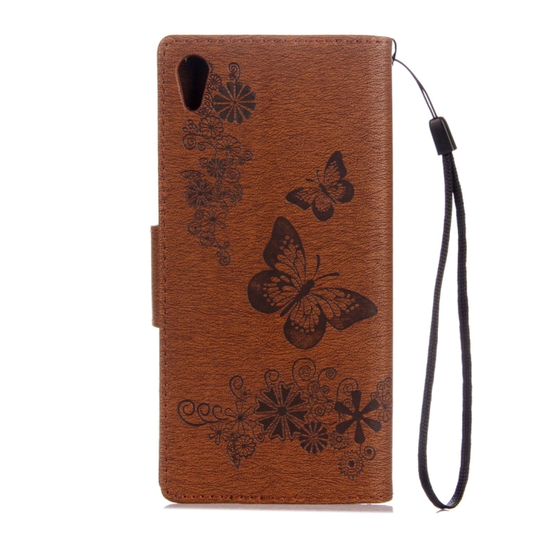 For Sony Xperia XA1 Pressed Flowers Butterfly Pattern Horizontal Flip Leather Case with Holder & Card Slots & Wallet