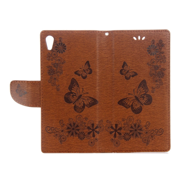For Sony Xperia XA1 Pressed Flowers Butterfly Pattern Horizontal Flip Leather Case with Holder & Card Slots & Wallet
