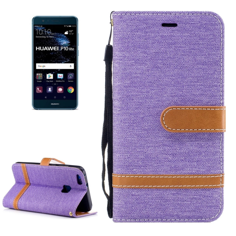 For Huawei P10 Lite Denim Texture Leather Case with Holder & Card Slots & Wallet & Lanyard