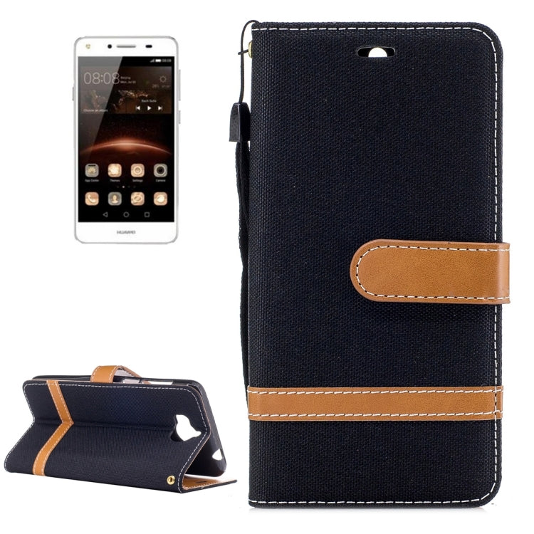 For Huawei Y5 (2017) Denim Texture Leather Case with Holder & Card Slots & Wallet & Lanyard