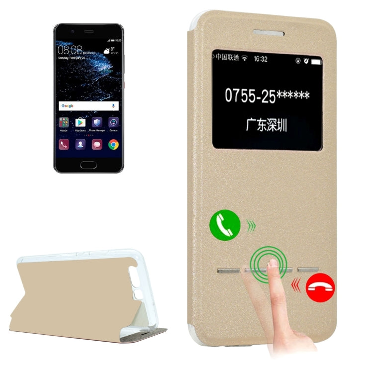 For Huawei P10 Frosted Texture Horizontal Flip Leather Case with Call Display ID & SlideUnlock Slip & Holder