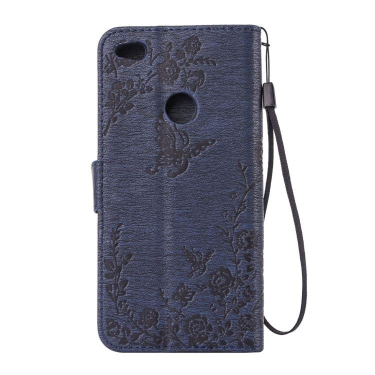 For Huawei P8 Lite (2017) Diamante Butteryfly Pressed Flowers Pattern Horizontal Flip Leather Case with Holder & Card Slots & Wallet & Lanyard