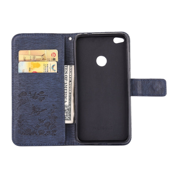 For Huawei P8 Lite (2017) Diamante Butteryfly Pressed Flowers Pattern Horizontal Flip Leather Case with Holder & Card Slots & Wallet & Lanyard