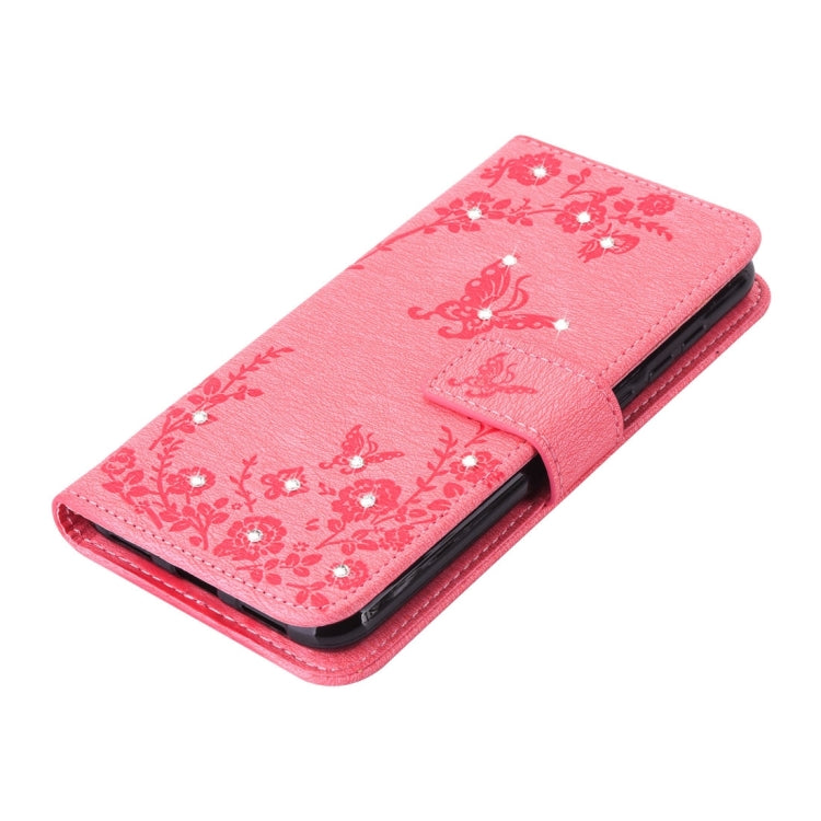 For Huawei P8 Lite (2017) Diamante Butteryfly Pressed Flowers Pattern Horizontal Flip Leather Case with Holder & Card Slots & Wallet & Lanyard