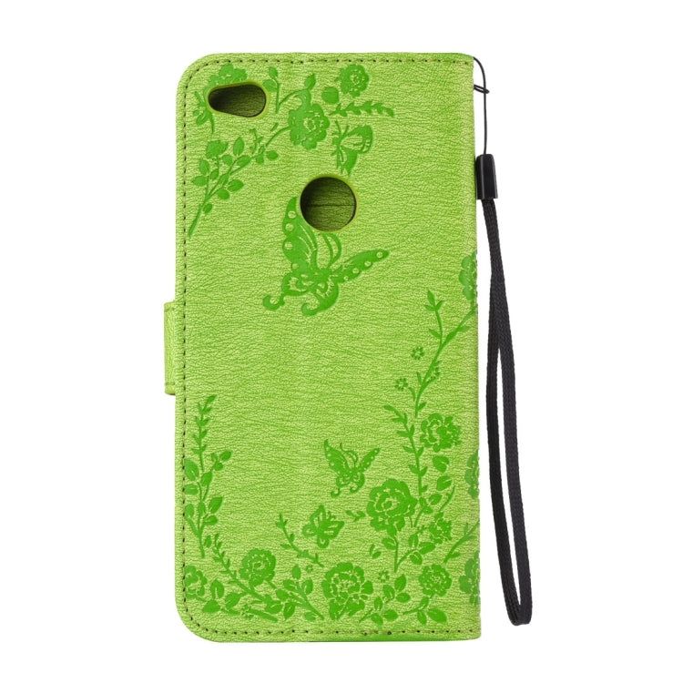 For Huawei P8 Lite (2017) Diamante Butteryfly Pressed Flowers Pattern Horizontal Flip Leather Case with Holder & Card Slots & Wallet & Lanyard