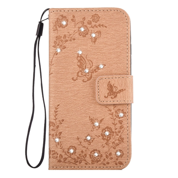 For Huawei P8 Lite (2017) Diamante Butteryfly Pressed Flowers Pattern Horizontal Flip Leather Case with Holder & Card Slots & Wallet & Lanyard