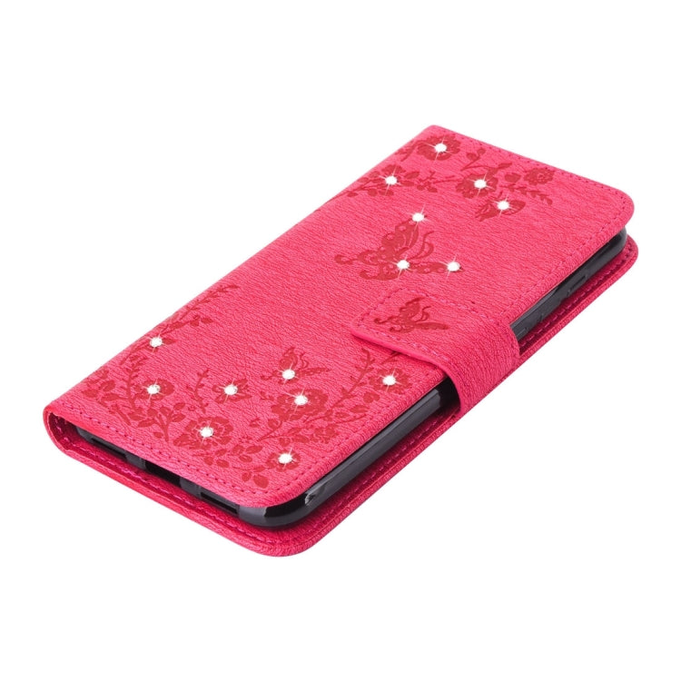 For Huawei P8 Lite (2017) Diamante Butteryfly Pressed Flowers Pattern Horizontal Flip Leather Case with Holder & Card Slots & Wallet & Lanyard