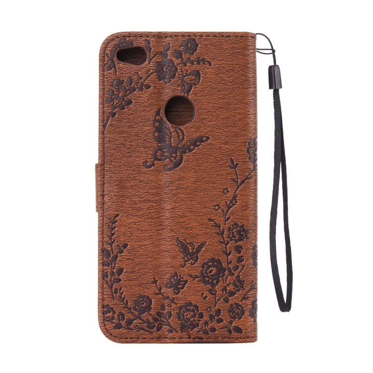 For Huawei P8 Lite (2017) Diamante Butteryfly Pressed Flowers Pattern Horizontal Flip Leather Case with Holder & Card Slots & Wallet & Lanyard