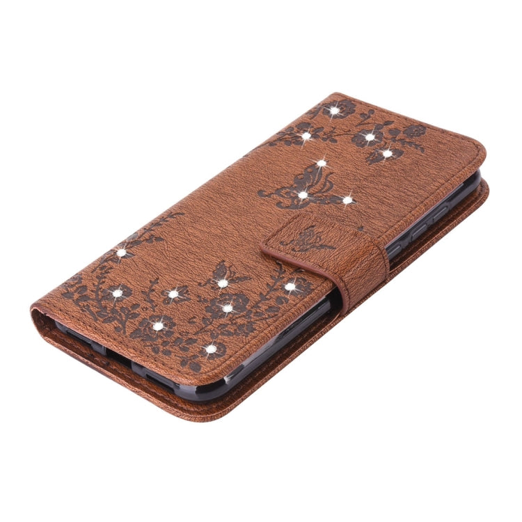 For Huawei P8 Lite (2017) Diamante Butteryfly Pressed Flowers Pattern Horizontal Flip Leather Case with Holder & Card Slots & Wallet & Lanyard