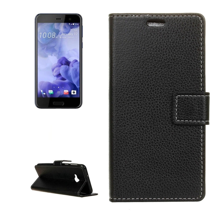 For HTC U Play Litchi Texture Horizontal Flip Leather Case with Holder & Card Slots & Wallet & Photo Frame