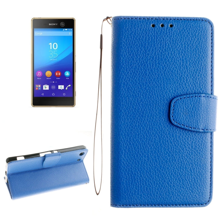 For Sony Xperia M5 LItchi Texture Horizontal Flip PU Leather Case with Holder & Card Slots & Wallet & Photo Frame & Lanyard