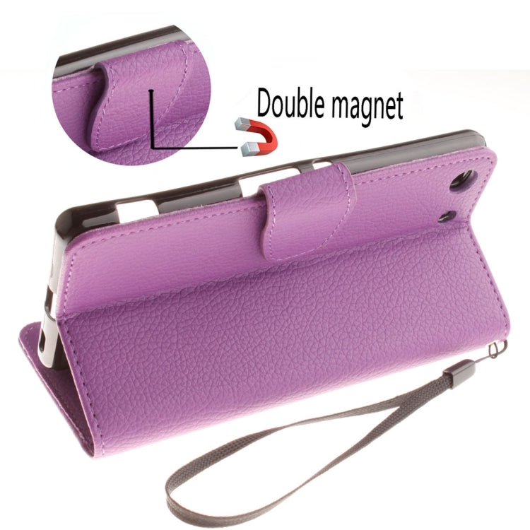 For Sony Xperia M5 LItchi Texture Horizontal Flip PU Leather Case with Holder & Card Slots & Wallet & Photo Frame & Lanyard