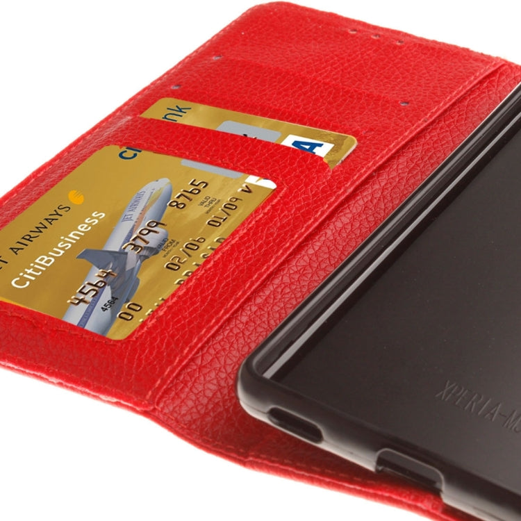 For Sony Xperia M5 LItchi Texture Horizontal Flip PU Leather Case with Holder & Card Slots & Wallet & Photo Frame & Lanyard