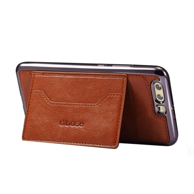 For Huawei P10 Plus Electroplating TPU Crazy Horse Texture Protective Case with Holder & Card Slots & Lanyard