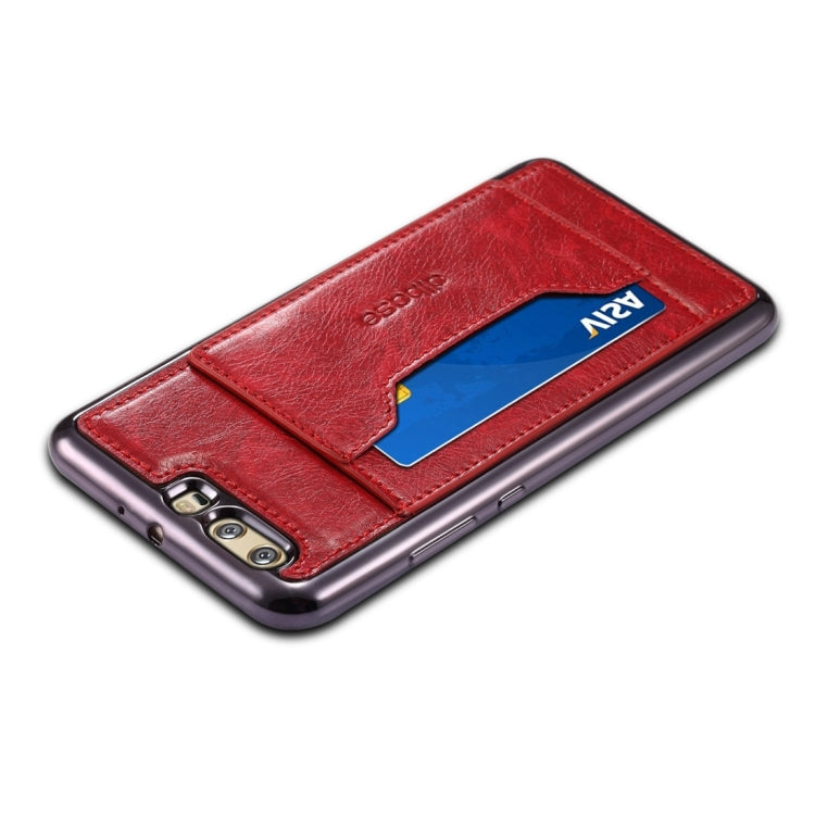 For Huawei P10 Electroplating TPU Crazy Horse Texture Protective Case with Holder & Card Slots & Lanyard